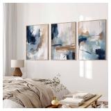 Navy Blue Pictures Wall Art Abstract Modern Painti