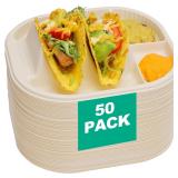 50 Pieces Mini Disposable Taco Plates  Biodegradab