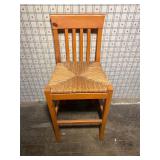 Wood Bar Stool Seat is Frayed 17"W Seat Ht. 24"