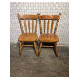 Two - Wood Dining Chairs 16.5"W Seat Ht.18"