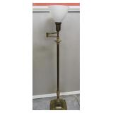 Mid Century Brass Swing Arm Torchiere Floor Lamp