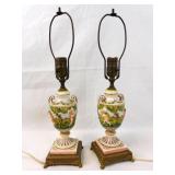 Capodimonte Putti Cherub Urn Lamp Pair