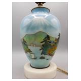 Japanese Cloisonne Enamel Vase Lamp Mt Fuji