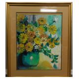 Signed Still Life Floral Vase Painting