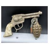 2pc toy cap gun pistol n practice grenade