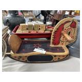 Vintage wood blocks wagon rocking horse toys