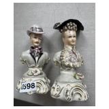 2 vintage porcelain figures 7" tall