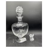 2pc Lalique glass decanter n bird figure