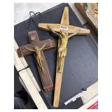 2 vintage crucifixes metal Jesus