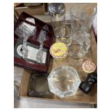 Misc crystal glass items porcelain boxes n more