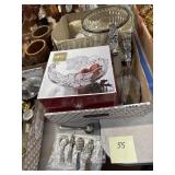 Silver plate flatware glass bowls n more