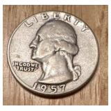 Vintage 1957 silver Washington quarter