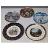 3 Decorative 1980s Holiday Plates & 2 Art Plates