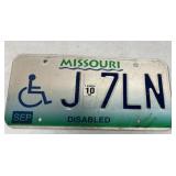 12"x6" Missouri metal disabled license plate