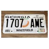 Georgia Whitfield License Plate Used