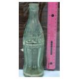 8" HOBBLE SKIRT GREEN GLASS WILMINGTON, DEL BOTTLE