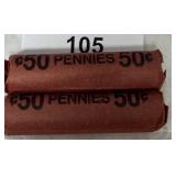 100 ROLLED LINCOLN PENNIES / SHIPPING