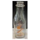 1 QUART BILTMORE MILK BOTTLE ORANGE LABEL / SHIPS