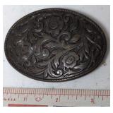 BRASS DECORATED FLOWERS BELT BUCKLE / SHIPS