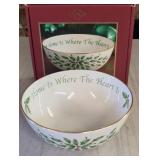 Lenox holiday sentiment bowl, home where the heart