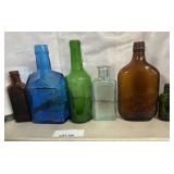 5 Vintage antique colored bottles / shipping