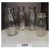 4 MILK BOTTLES / ALL BILTMORE / ASSORTED SIZES