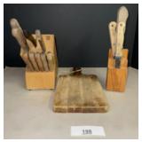 Kitchen lot knives, and cutting board used ships