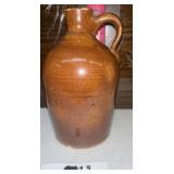 VINTAGE BROWN SIGNED POTTERY JUG / SHIPS