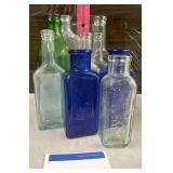 VINTAGE BLUE GREEN LITE BLUE BOTTLES W/NAMES