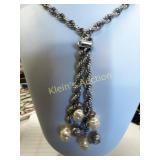 necklace w/large pearls 24" vintage