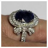 Platinum, diamonds, sapphire deco ring w/appraisal