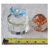 lead crystal dresser vanity jar & paperweight