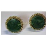 estate jewelry dante gold tone jade cuff links