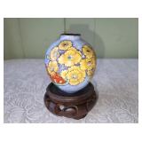 miniature enamel vase empress arts still life w/sn