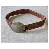 leather belt western tooled with buckle