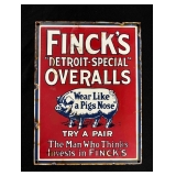 Finks Detroit Special Overalls Porcelain Sign