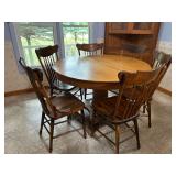 Round Oak Table with Pressed Back Chairs