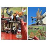 Lot #82 Outdoor Rooster / Chicken Decor Group