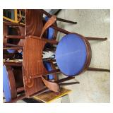 10 ct. Wood Dining Chairs w/ Blue Seat Cushion