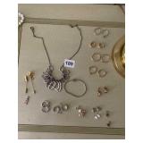 JEWELRY INCL. EARRINGS CLIP ON, STICK PINS,