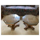 MCM OCTAGON GLASS TOP TABLE 16" H X 22" W