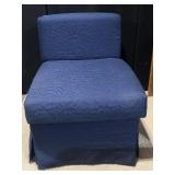 ARMLESS ACCENT SIDE CHAIR RICH BLUE UPHOLSTERY W/