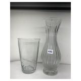 CLEAR GLASS VASES VERY HEAVY TALLEST IS 15 INCH