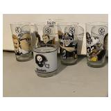 HALL OF FAME GLASSES AND ONE STEELER GLASS