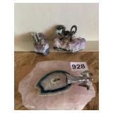 AMETHYST GEODE W/ DRAGON FIGURE W/ AGATE BASE