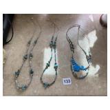 BEADED NECKLACES TURQUOISE COLORED STONES