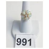 14K OPAL FLOWER DESIGN RING 6.38G SIZE 6.5