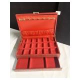 JEWELRY BOX RED VERY CLEAN W/ KEY