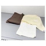 ONE BROWN DRAPERY PANEL, YELLOW CLOTH NAPKINS