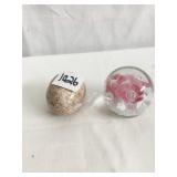 ROSE PAPER WEIGHT AND MARBLE EGG